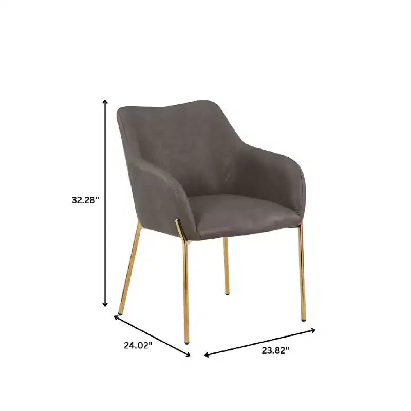 LeisureMod Zaire Chaise de salle à manger moderne, Chaise d'appoint rembourrée avec pieds en fer doré, Chaise d'appoint élégante pour salle à manger ou cuisine, Lot de 2