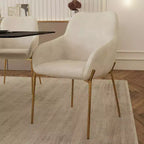 LeisureMod Zaire Chaise de salle à manger moderne, Chaise d'appoint rembourrée avec pieds en fer doré, Chaise d'appoint élégante pour salle à manger ou cuisine, Lot de 2
