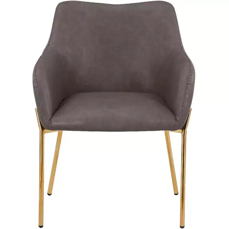 LeisureMod Zaire Chaise de salle à manger moderne, Chaise d'appoint rembourrée avec pieds en fer doré, Chaise d'appoint élégante pour salle à manger ou cuisine, Lot de 2