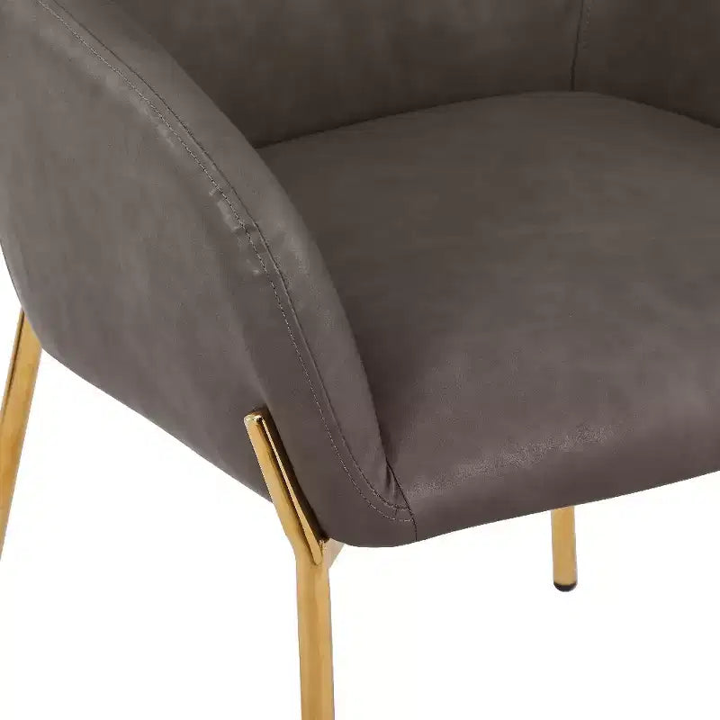 LeisureMod Zaire Chaise de salle à manger moderne, Chaise d'appoint rembourrée avec pieds en fer doré, Chaise d'appoint élégante pour salle à manger ou cuisine, Lot de 2