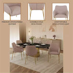 LeisureMod Zaire Chaise de salle à manger moderne, Chaise d'appoint rembourrée avec pieds en fer doré, Chaise d'appoint élégante pour salle à manger ou cuisine, Lot de 2