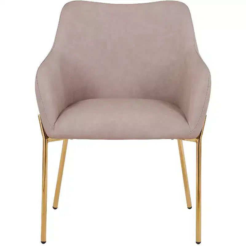 LeisureMod Zaire Chaise de salle à manger moderne, Chaise d'appoint rembourrée avec pieds en fer doré, Chaise d'appoint élégante pour salle à manger ou cuisine, Lot de 2