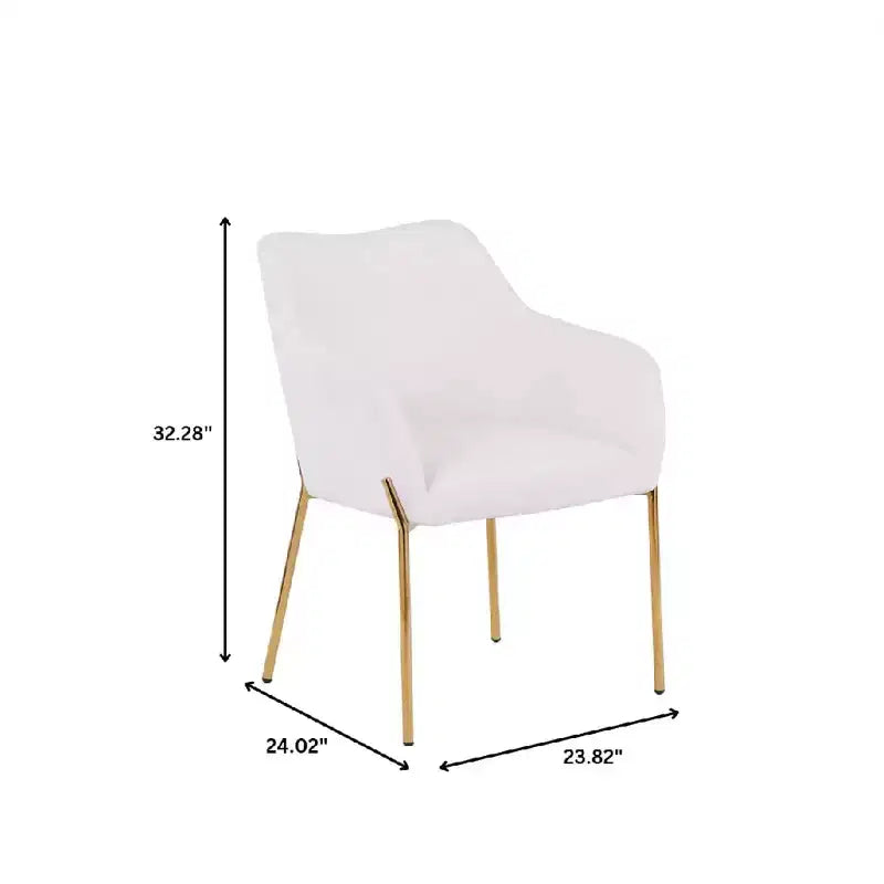 LeisureMod Zaire Chaise de salle à manger moderne, Chaise d'appoint rembourrée avec pieds en fer doré, Chaise d'appoint élégante pour salle à manger ou cuisine, Lot de 2