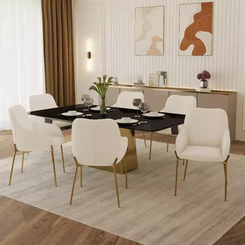 LeisureMod Zaire Chaise de salle à manger moderne, Chaise d'appoint rembourrée avec pieds en fer doré, Chaise d'appoint élégante pour salle à manger ou cuisine, Lot de 2