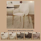 LeisureMod Zaire Chaise de salle à manger moderne, Chaise d'appoint rembourrée avec pieds en fer doré, Chaise d'appoint élégante pour salle à manger ou cuisine, Lot de 2