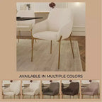 LeisureMod Zaire Chaise de salle à manger moderne, Chaise d'appoint rembourrée avec pieds en fer doré, Chaise d'appoint élégante pour salle à manger ou cuisine, Lot de 2