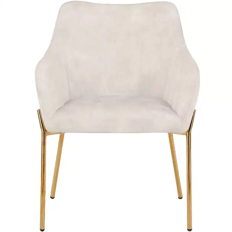 LeisureMod Zaire Chaise de salle à manger moderne, Chaise d'appoint rembourrée avec pieds en fer doré, Chaise d'appoint élégante pour salle à manger ou cuisine, Lot de 2