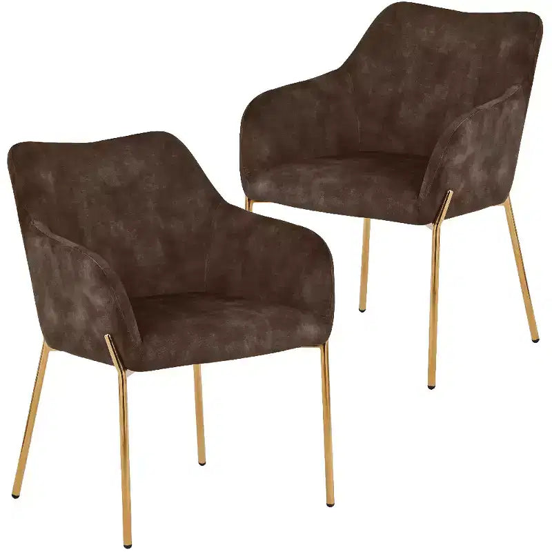 LeisureMod Zaire Chaise de salle à manger moderne, Chaise d'appoint rembourrée avec pieds en fer doré, Chaise d'appoint élégante pour salle à manger ou cuisine, Lot de 2