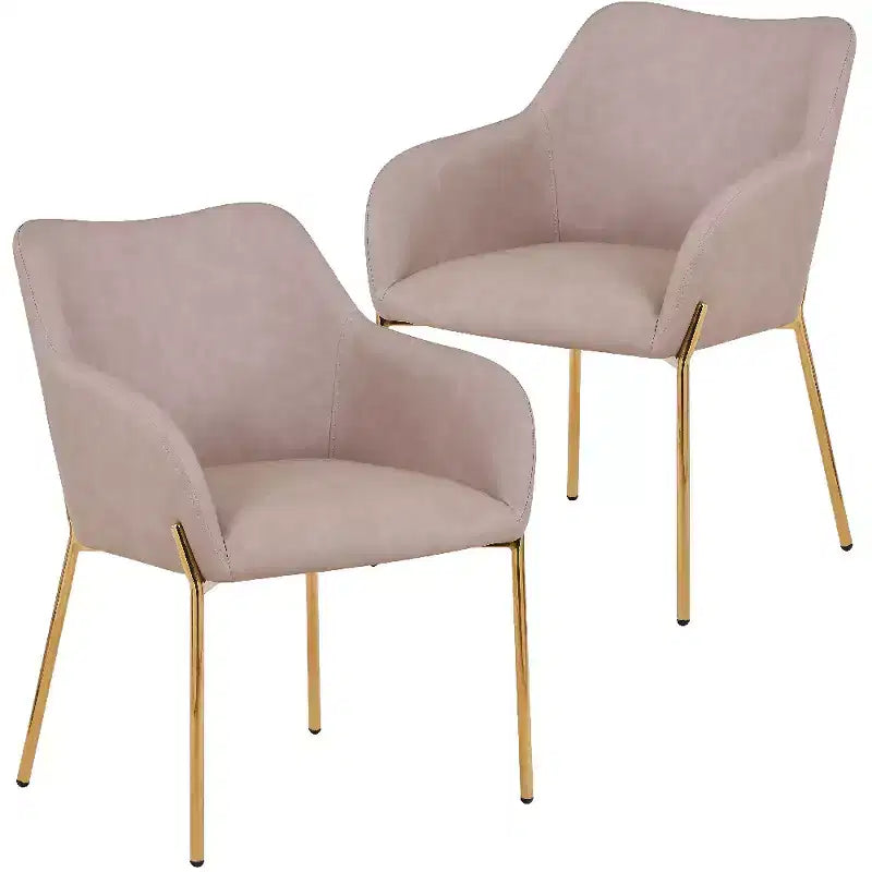 LeisureMod Zaire Chaise de salle à manger moderne, Chaise d'appoint rembourrée avec pieds en fer doré, Chaise d'appoint élégante pour salle à manger ou cuisine, Lot de 2