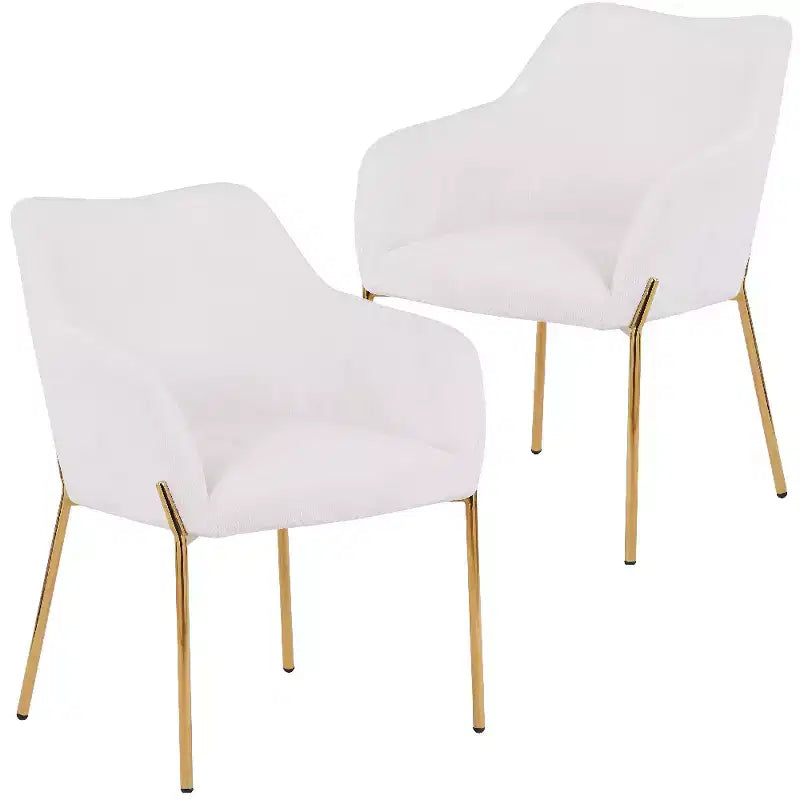 LeisureMod Zaire Chaise de salle à manger moderne, Chaise d'appoint rembourrée avec pieds en fer doré, Chaise d'appoint élégante pour salle à manger ou cuisine, Lot de 2