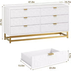 Commode Acekool à 6 tiroirs, grande commode de rangement moderne avec pieds en métal doré pour chambre, salon, entrée