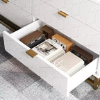 Commode Acekool à 6 tiroirs, grande commode de rangement moderne avec pieds en métal doré pour chambre, salon, entrée