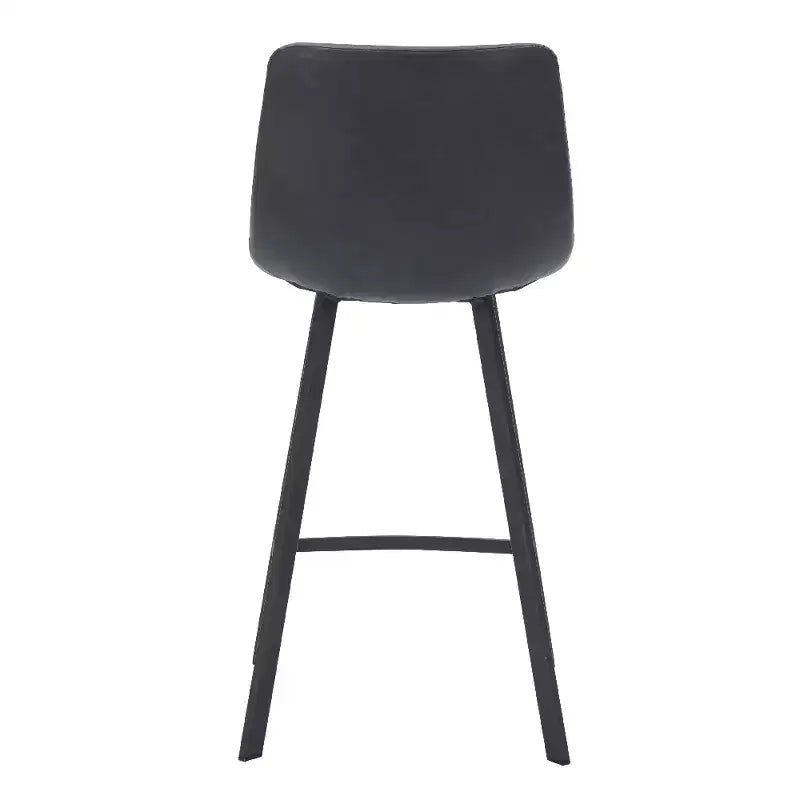 LeisureMod Elland Leather 35 Tabouret de comptoir rembourré Moderne avec pieds en acier inoxydable noir pour îlot de cuisine ou bar à domicile, lot de 2