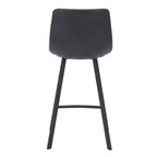 LeisureMod Elland Leather 35 Tabouret de comptoir rembourré Moderne avec pieds en acier inoxydable noir pour îlot de cuisine ou bar à domicile, lot de 2
