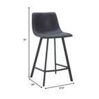 LeisureMod Elland Leather 35 Tabouret de comptoir rembourré Moderne avec pieds en acier inoxydable noir pour îlot de cuisine ou bar à domicile, lot de 2