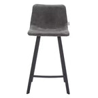 LeisureMod Elland Leather 35 Tabouret de comptoir rembourré Moderne avec pieds en acier inoxydable noir pour îlot de cuisine ou bar à domicile, lot de 2