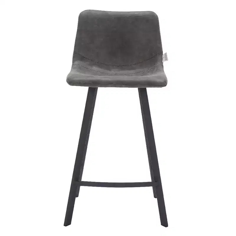LeisureMod Elland Leather 35 Tabouret de comptoir rembourré Moderne avec pieds en acier inoxydable noir pour îlot de cuisine ou bar à domicile, lot de 2