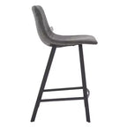LeisureMod Elland Leather 35 Tabouret de comptoir rembourré Moderne avec pieds en acier inoxydable noir pour îlot de cuisine ou bar à domicile, lot de 2