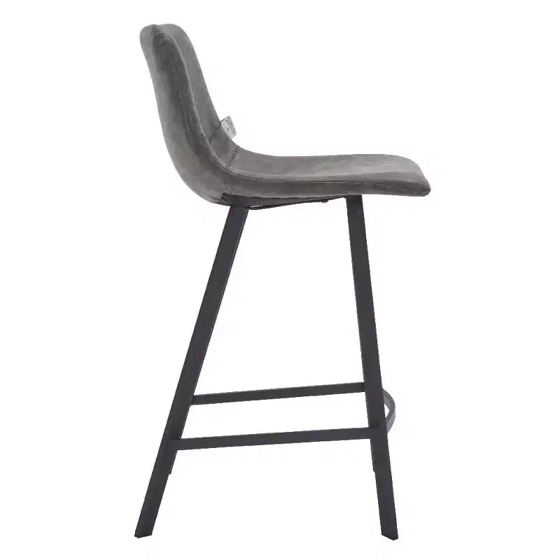 LeisureMod Elland Leather 35 Tabouret de comptoir rembourré Moderne avec pieds en acier inoxydable noir pour îlot de cuisine ou bar à domicile, lot de 2