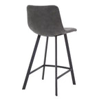LeisureMod Elland Leather 35 Tabouret de comptoir rembourré Moderne avec pieds en acier inoxydable noir pour îlot de cuisine ou bar à domicile, lot de 2