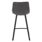 LeisureMod Elland Leather 35 Tabouret de comptoir rembourré Moderne avec pieds en acier inoxydable noir pour îlot de cuisine ou bar à domicile, lot de 2