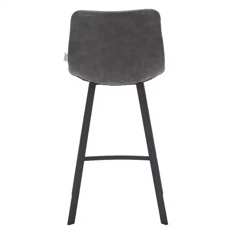 LeisureMod Elland Leather 35 Tabouret de comptoir rembourré Moderne avec pieds en acier inoxydable noir pour îlot de cuisine ou bar à domicile, lot de 2