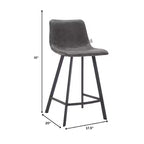 LeisureMod Elland Leather 35 Tabouret de comptoir rembourré Moderne avec pieds en acier inoxydable noir pour îlot de cuisine ou bar à domicile, lot de 2