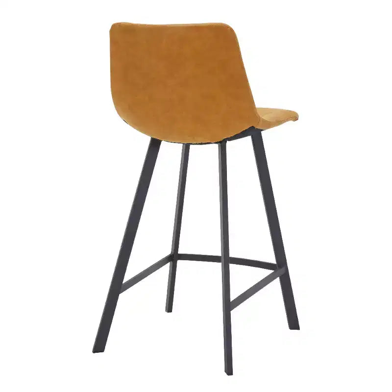 LeisureMod Elland Leather 35 Tabouret de comptoir rembourré Moderne avec pieds en acier inoxydable noir pour îlot de cuisine ou bar à domicile, lot de 2