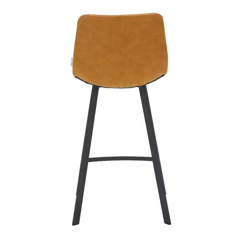 LeisureMod Elland Leather 35 Tabouret de comptoir rembourré Moderne avec pieds en acier inoxydable noir pour îlot de cuisine ou bar à domicile, lot de 2