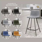LeisureMod Elland Leather 35 Tabouret de comptoir rembourré Moderne avec pieds en acier inoxydable noir pour îlot de cuisine ou bar à domicile, lot de 2