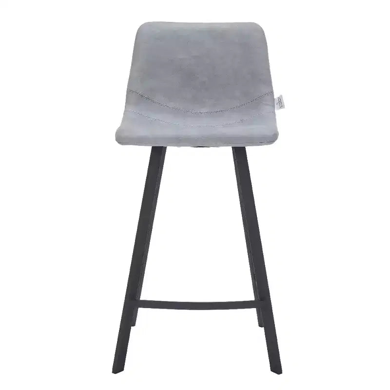LeisureMod Elland Leather 35 Tabouret de comptoir rembourré Moderne avec pieds en acier inoxydable noir pour îlot de cuisine ou bar à domicile, lot de 2