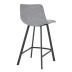 LeisureMod Elland Leather 35 Tabouret de comptoir rembourré Moderne avec pieds en acier inoxydable noir pour îlot de cuisine ou bar à domicile, lot de 2