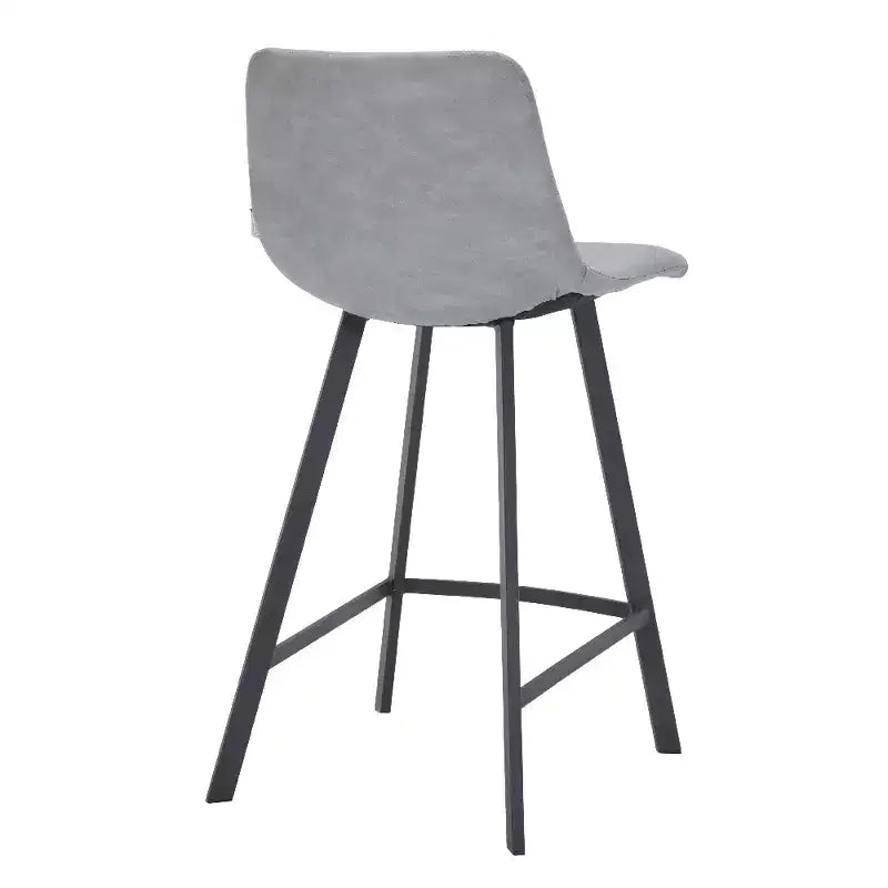 LeisureMod Elland Leather 35 Tabouret de comptoir rembourré Moderne avec pieds en acier inoxydable noir pour îlot de cuisine ou bar à domicile, lot de 2