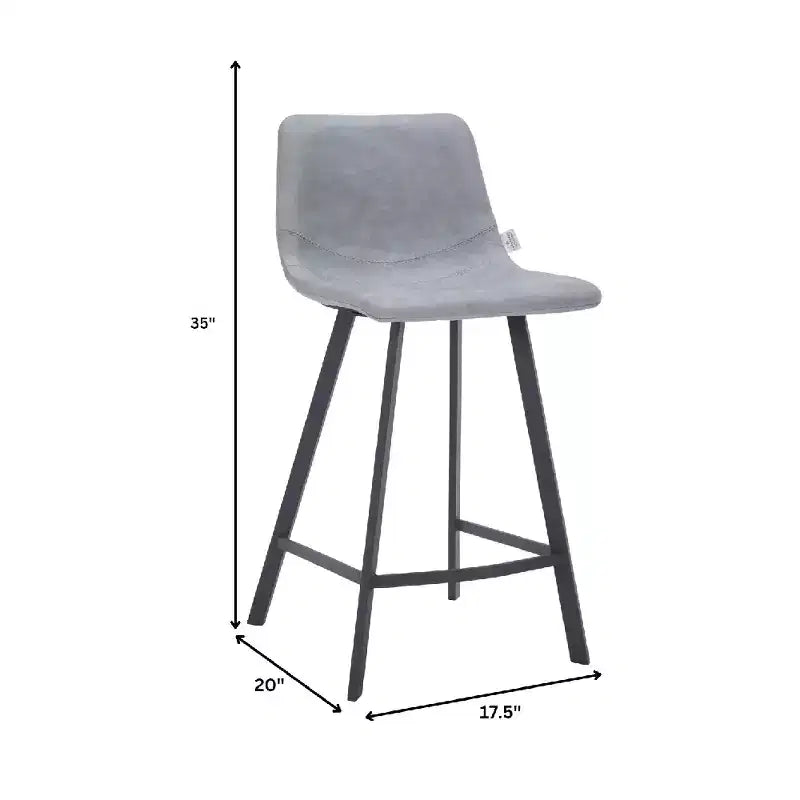 LeisureMod Elland Leather 35 Tabouret de comptoir rembourré Moderne avec pieds en acier inoxydable noir pour îlot de cuisine ou bar à domicile, lot de 2