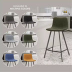 LeisureMod Elland Leather 35 Tabouret de comptoir rembourré Moderne avec pieds en acier inoxydable noir pour îlot de cuisine ou bar à domicile, lot de 2