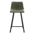 LeisureMod Elland Leather 35 Tabouret de comptoir rembourré Moderne avec pieds en acier inoxydable noir pour îlot de cuisine ou bar à domicile, lot de 2