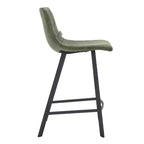 LeisureMod Elland Leather 35 Tabouret de comptoir rembourré Moderne avec pieds en acier inoxydable noir pour îlot de cuisine ou bar à domicile, lot de 2