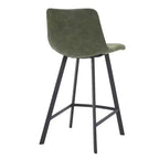 LeisureMod Elland Leather 35 Tabouret de comptoir rembourré Moderne avec pieds en acier inoxydable noir pour îlot de cuisine ou bar à domicile, lot de 2