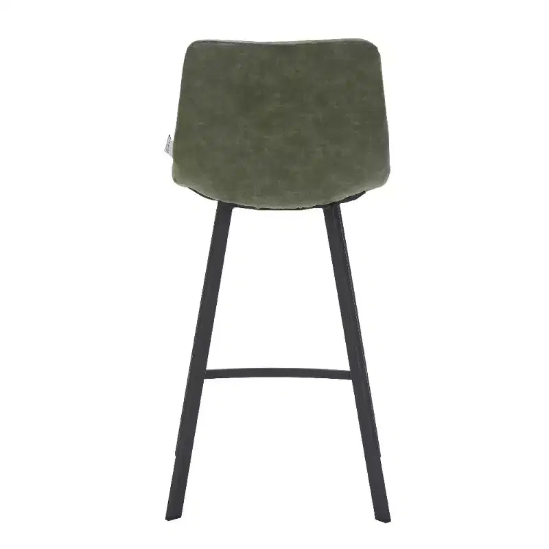 LeisureMod Elland Leather 35 Tabouret de comptoir rembourré Moderne avec pieds en acier inoxydable noir pour îlot de cuisine ou bar à domicile, lot de 2