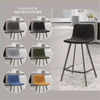 LeisureMod Elland Leather 35 Tabouret de comptoir rembourré Moderne avec pieds en acier inoxydable noir pour îlot de cuisine ou bar à domicile, lot de 2