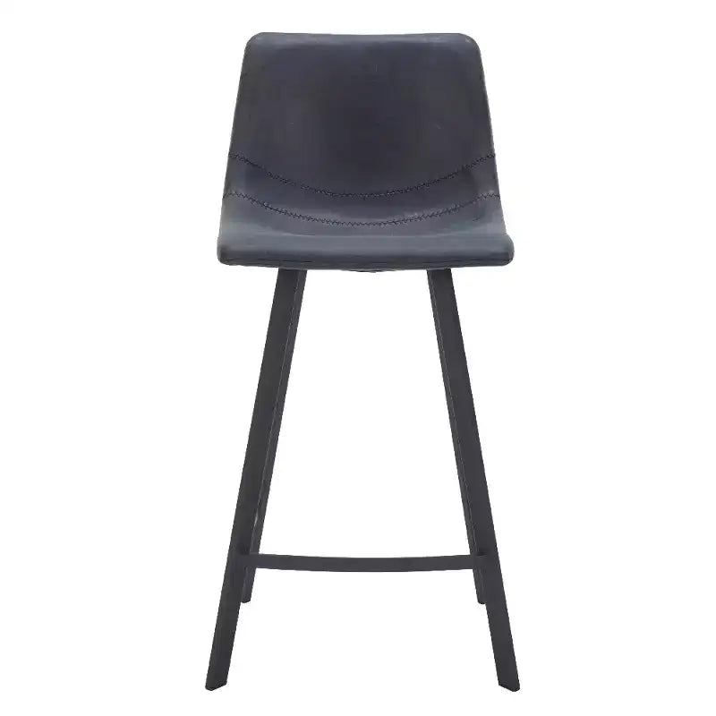 LeisureMod Elland Leather 35 Tabouret de comptoir rembourré Moderne avec pieds en acier inoxydable noir pour îlot de cuisine ou bar à domicile, lot de 2