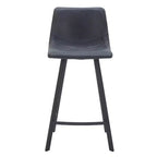LeisureMod Elland Leather 35 Tabouret de comptoir rembourré Moderne avec pieds en acier inoxydable noir pour îlot de cuisine ou bar à domicile, lot de 2