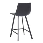 LeisureMod Elland Leather 35 Tabouret de comptoir rembourré Moderne avec pieds en acier inoxydable noir pour îlot de cuisine ou bar à domicile, lot de 2