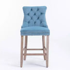 CLIHOME Lot de 2 tabourets de bar contemporains en velours avec capitonnage et pieds en bois, clous décoratifs chromés