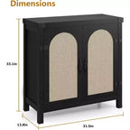 Buffet avec armoire de rangement à accents de rotin, buffet avec étagères réglables, armoire de rangement avec portes en rotin synthétique pour salon, salle à manger
