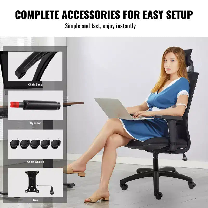 Base de remplacement pour chaise de bureau VEVOR, 28 pouces, charge statique de 2500 livres, base universelle robuste pour chaise de bureau d'ordinateur avec 5 roulettes, noir