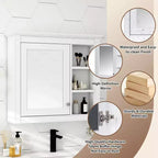 Meuble de salle de bain mural gris de 30x28 pouces avec miroir et 3 étagères ouvertes