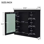 Meuble de salle de bain mural gris de 30x28 pouces avec miroir et 3 étagères ouvertes