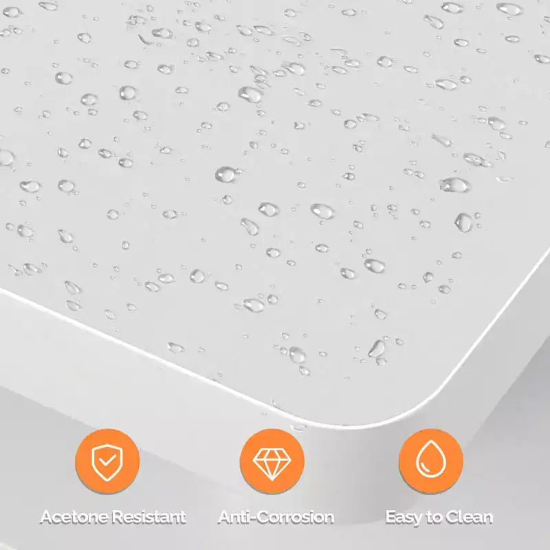 Karlhome Table de manucure de 42,5 po en MDF blanc avec 3 tiroirs, meuble latéral ouvert, portes et collecteur de poussière électrique