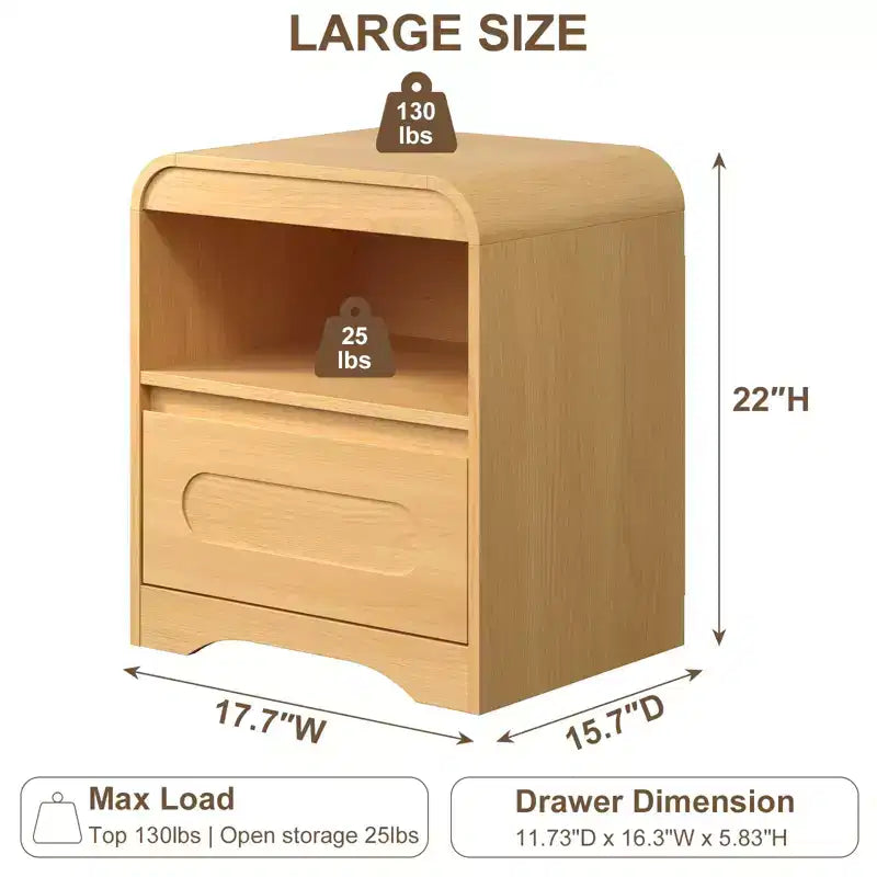 SOLACE FURNITURE Lot de 2 tables de chevet, tables de nuit avec tiroir de rangement et compartiment ouvert pour chambre à coucher, canapé, bureau